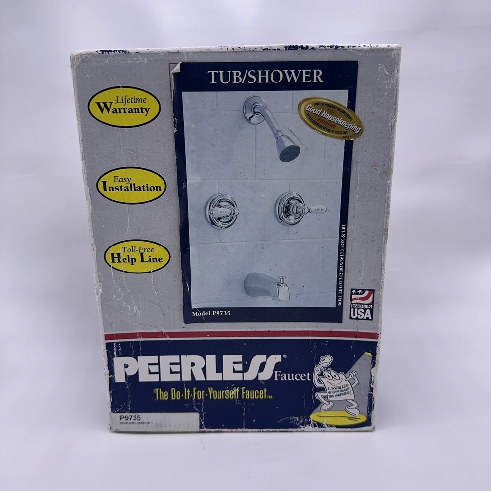 Peerless P9735 Two‎ Handle Tub & Shower Faucet Combo Chrome New Old Stock Box